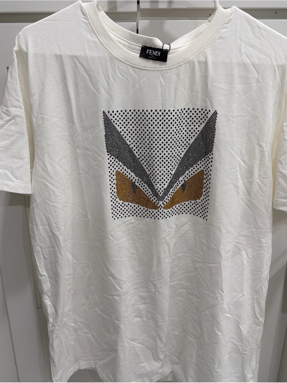 Fendi Men's White Graphic Eye-Print T-Shirt XL